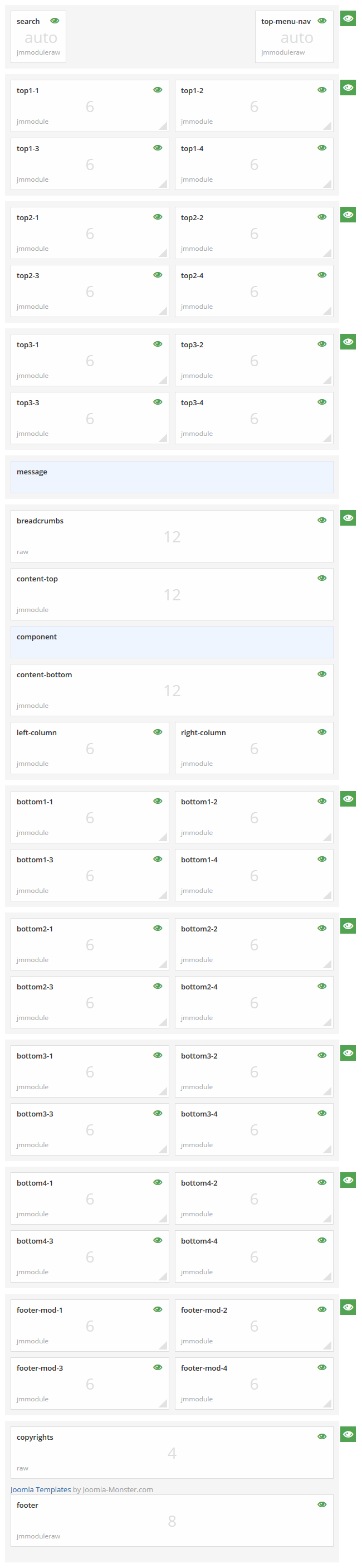 Module positions for small screen